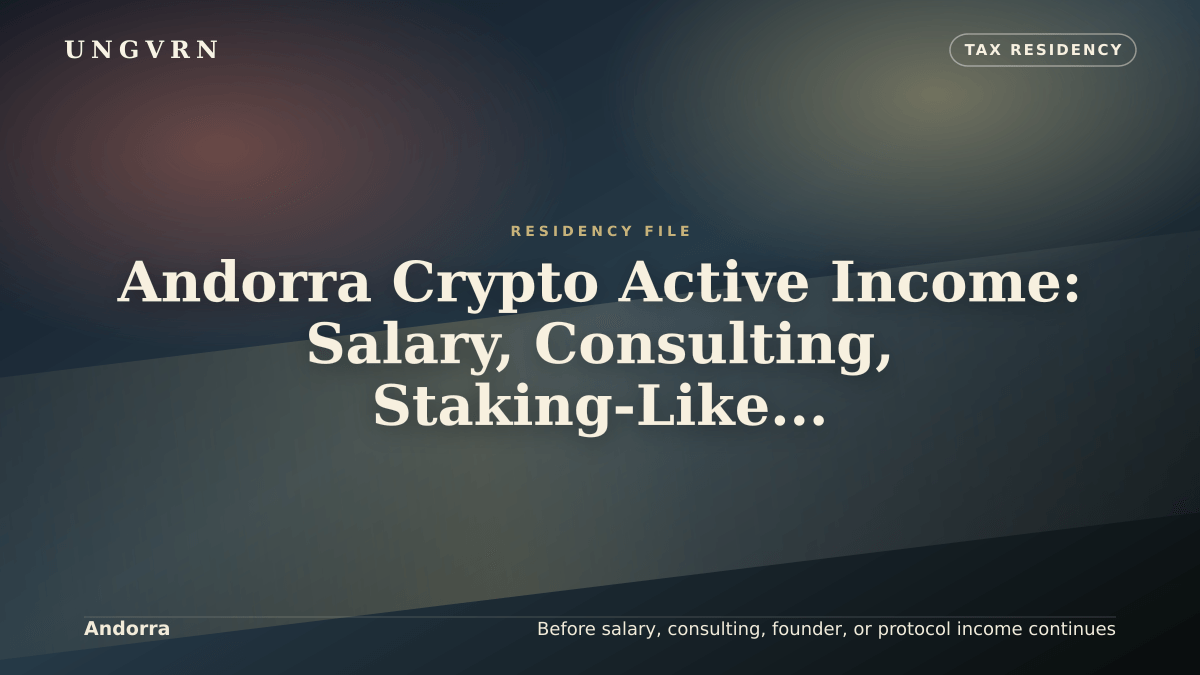 Cinematic article cover for Andorra Crypto Active Income: Salary, Consulting, Staking-Like Yield, and Founder Work