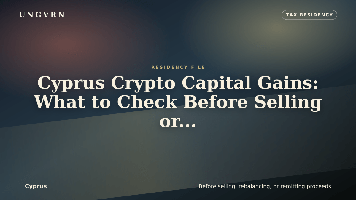 Cinematic article cover for Cyprus Crypto Capital Gains: What to Check Before Selling or Moving Proceeds