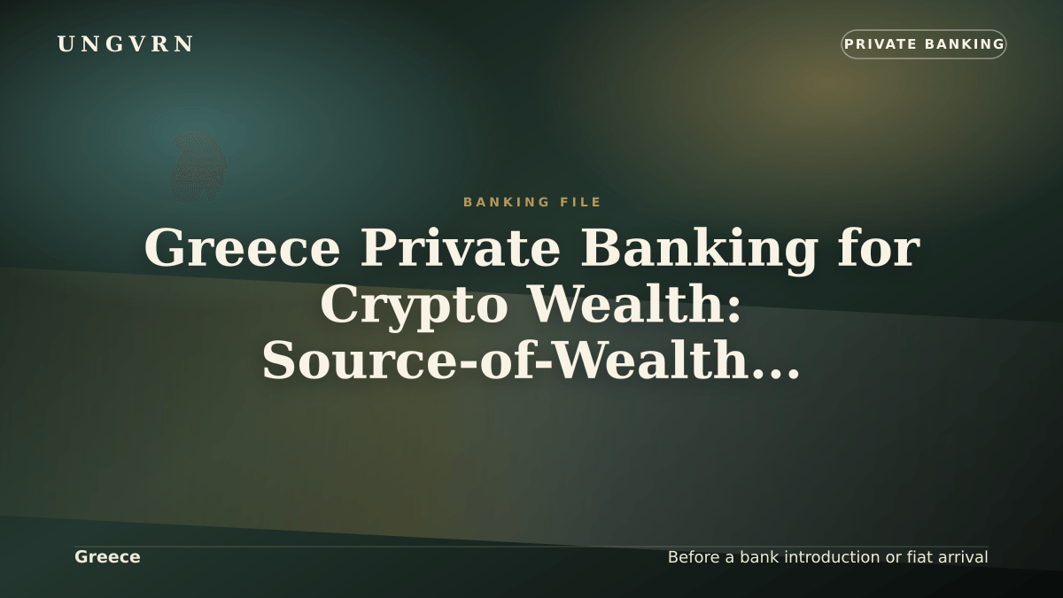Cinematic article cover for Greece Private Banking for Crypto Wealth: Source-of-Wealth and Account Readiness