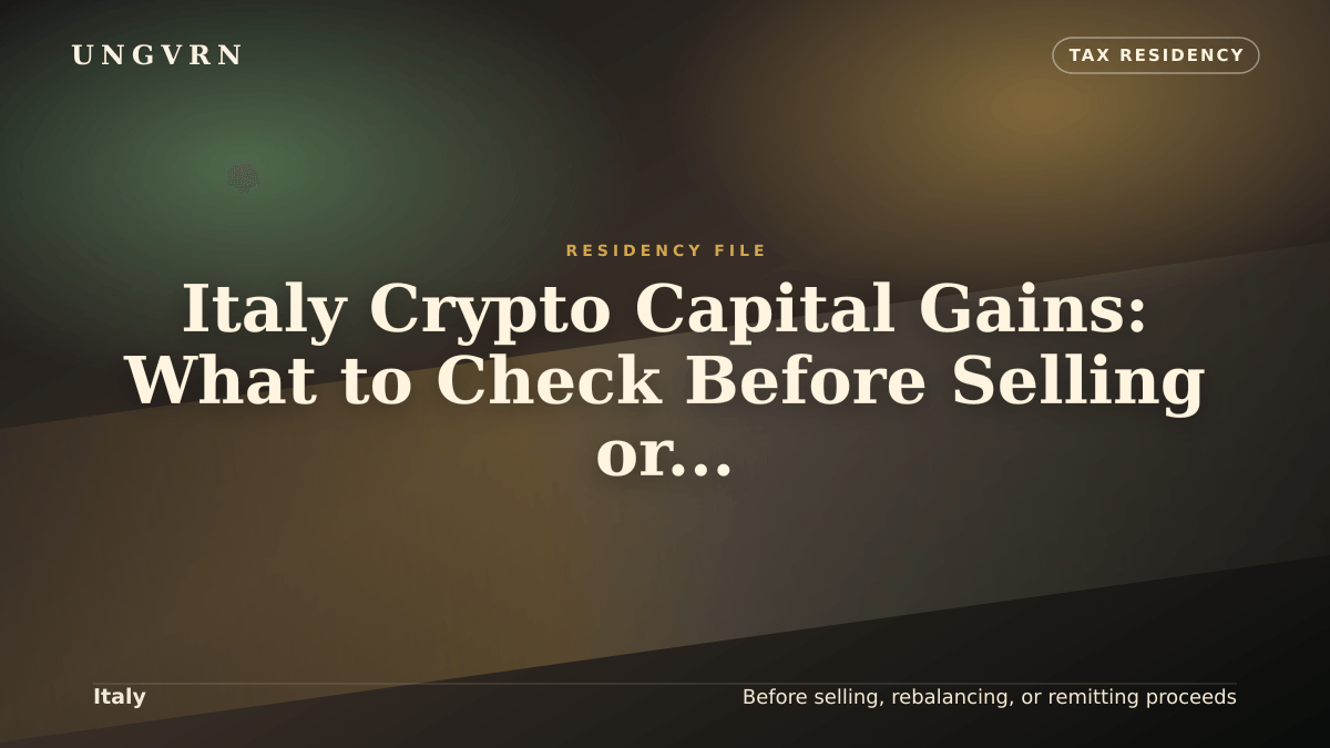 Cinematic article cover for Italy Crypto Capital Gains: What to Check Before Selling or Moving Proceeds