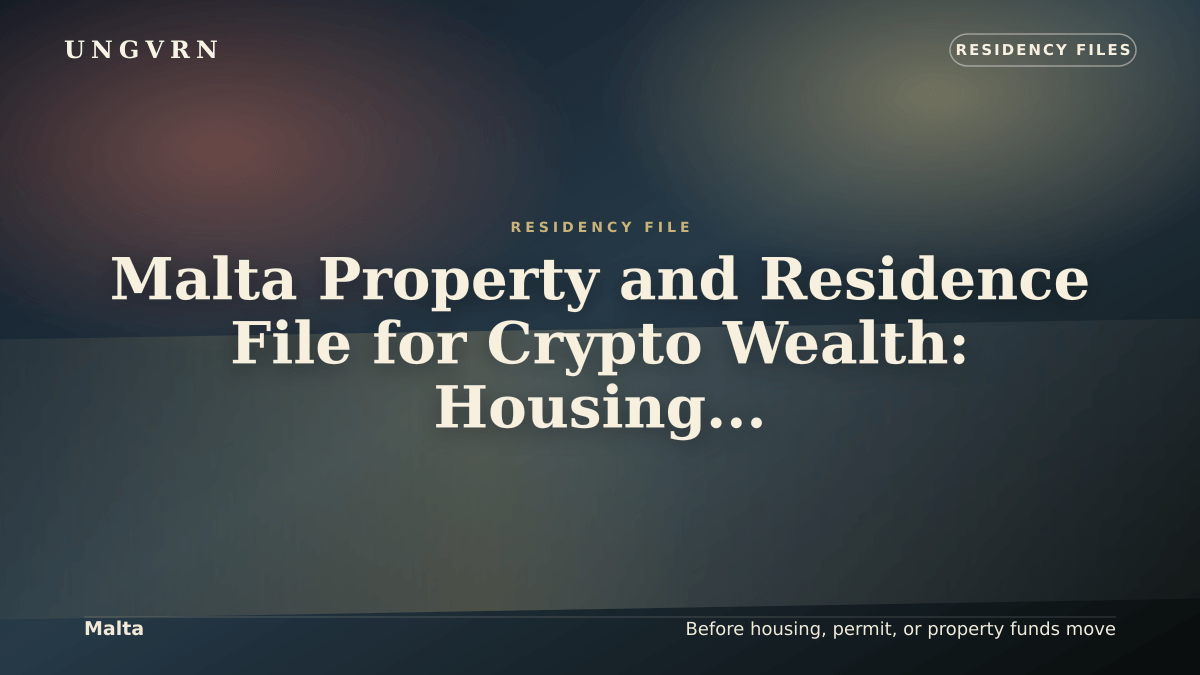 Cinematic article cover for Malta Property and Residence File for Crypto Wealth: Housing, Funds, and Proof