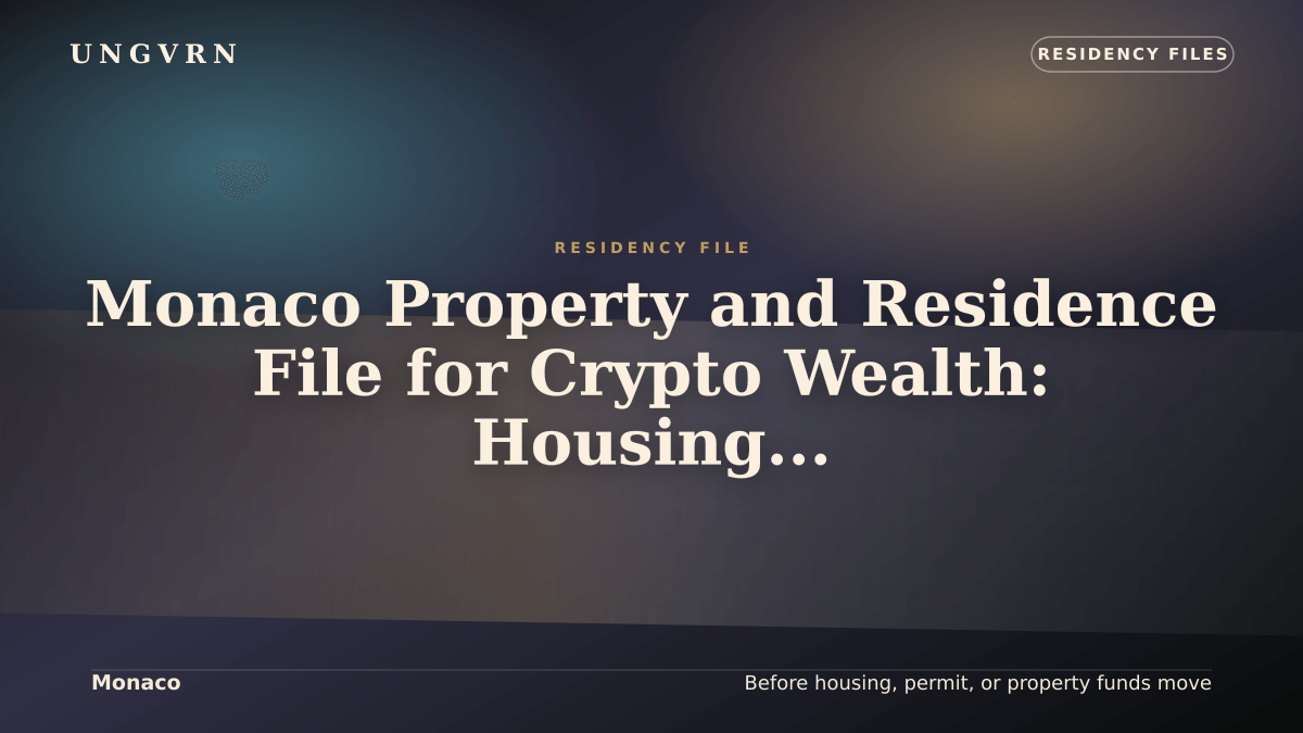 Cinematic article cover for Monaco Property and Residence File for Crypto Wealth: Housing, Funds, and Proof