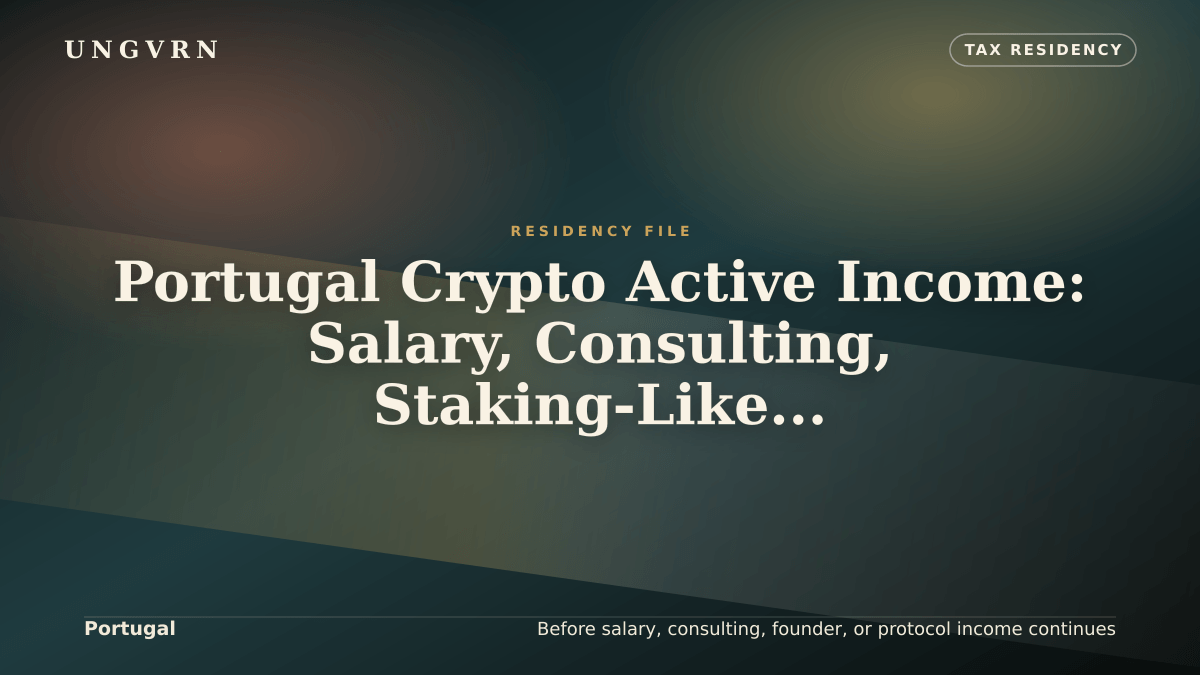 Cinematic article cover for Portugal Crypto Active Income: Salary, Consulting, Staking-Like Yield, and Founder Work