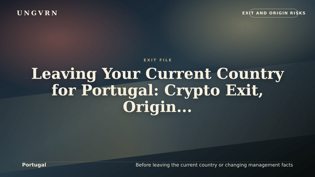 Cinematic article cover for Leaving Your Current Country for Portugal: Crypto Exit, Origin, and Banking Risks