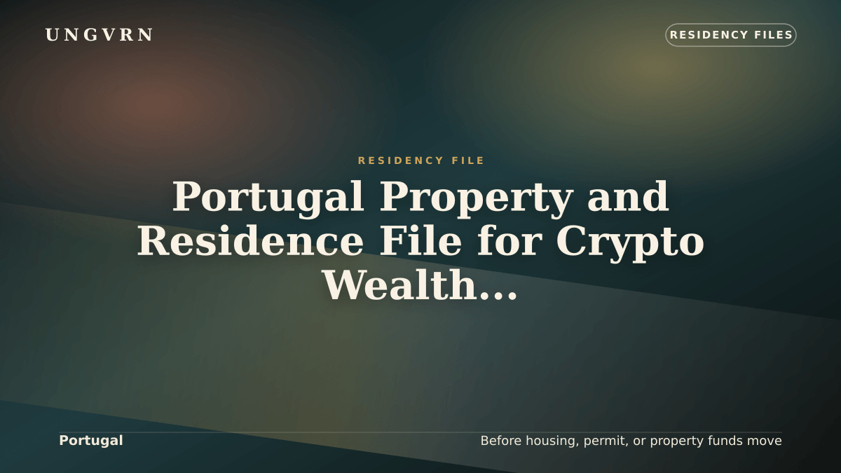Cinematic article cover for Portugal Property and Residence File for Crypto Wealth: Housing, Funds, and Proof