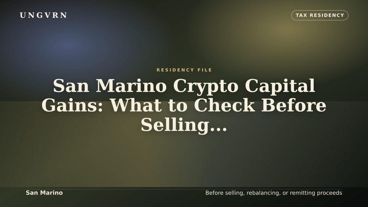 Cinematic article cover for San Marino Crypto Capital Gains: What to Check Before Selling or Moving Proceeds