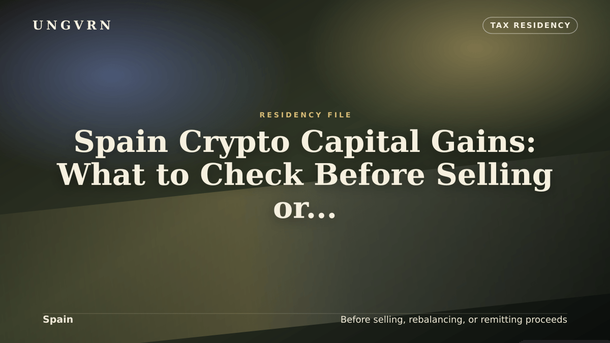 Cinematic article cover for Spain Crypto Capital Gains: What to Check Before Selling or Moving Proceeds