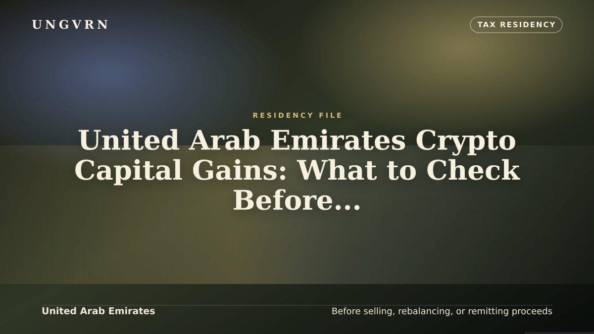 Cinematic article cover for United Arab Emirates Crypto Capital Gains: What to Check Before Selling or Moving Proceeds