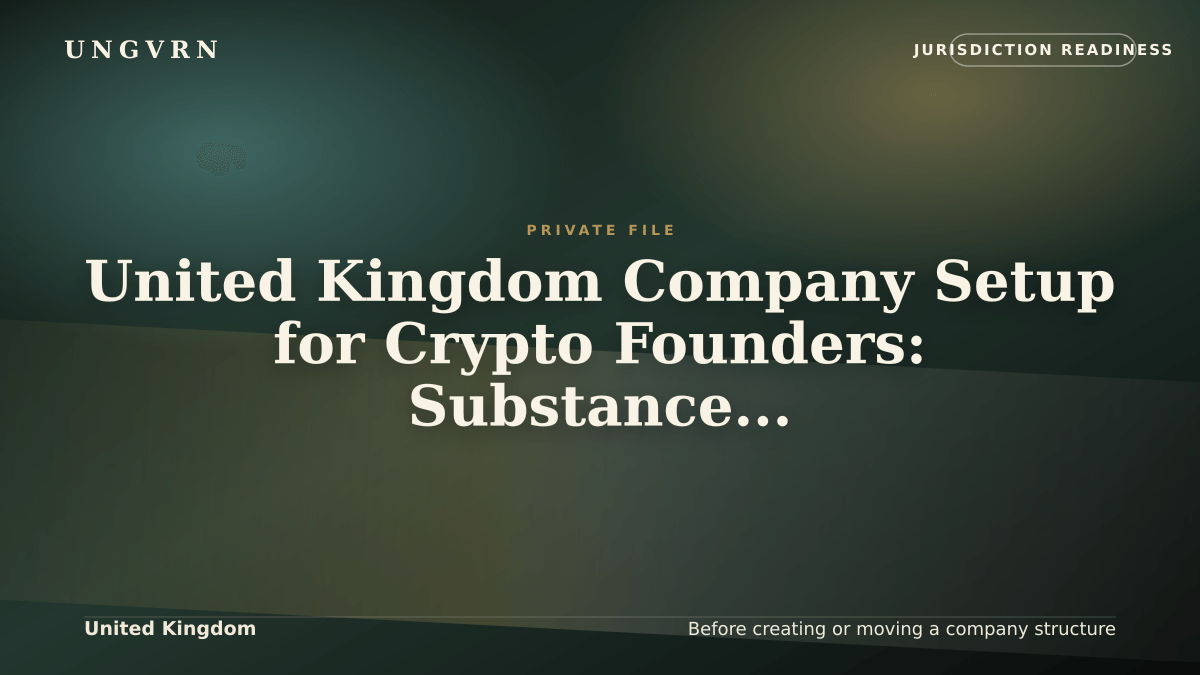 Cinematic article cover for United Kingdom Company Setup for Crypto Founders: Substance, Management, and Banking