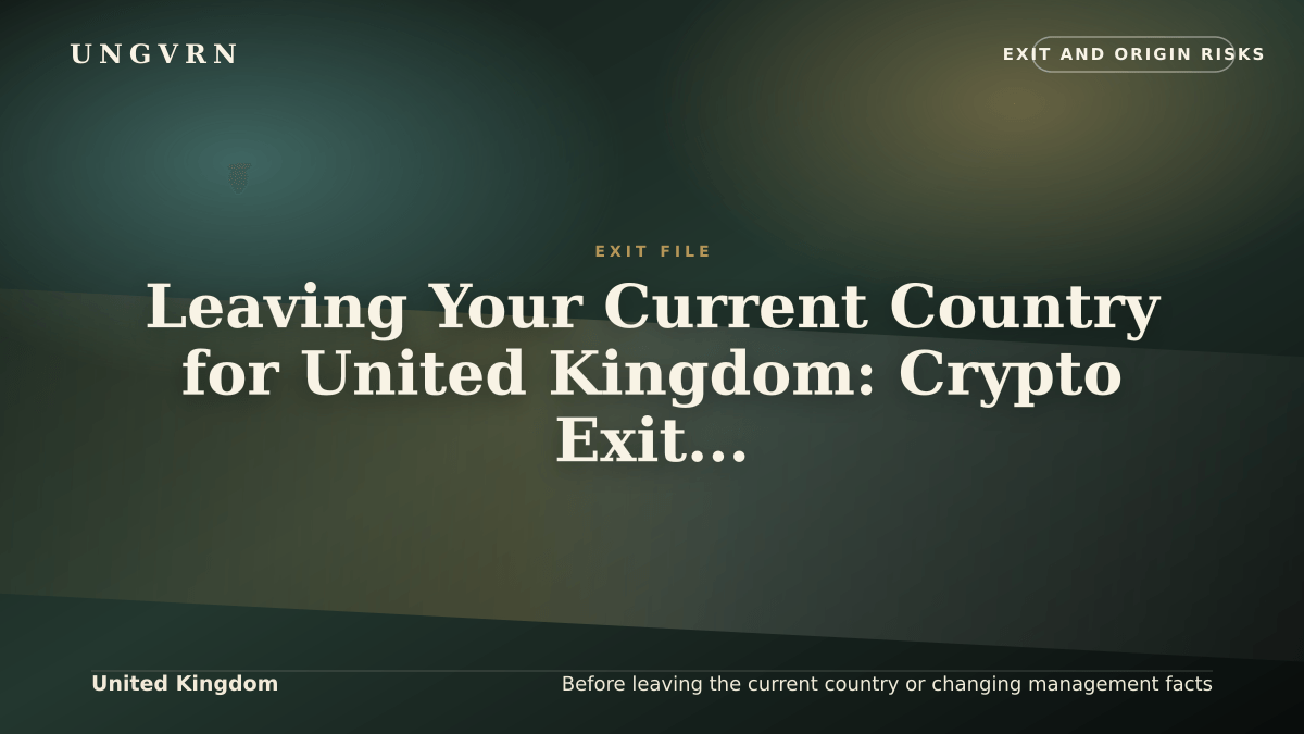 Cinematic article cover for Leaving Your Current Country for United Kingdom: Crypto Exit, Origin, and Banking Risks