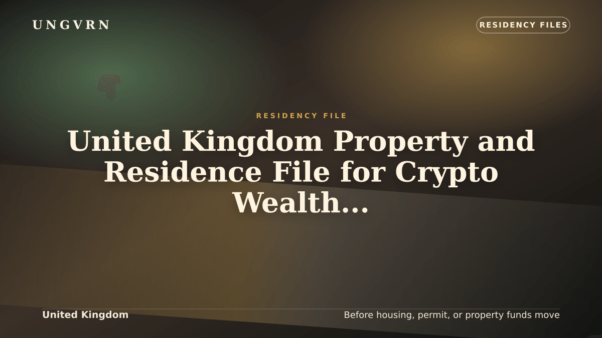 Cinematic article cover for United Kingdom Property and Residence File for Crypto Wealth: Housing, Funds, and Proof